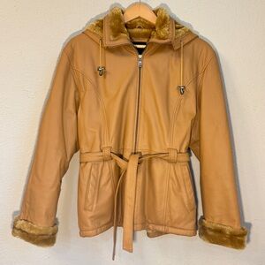 Collection G Racing Club Women’s Genuine Leather Hooded Jacket Size M